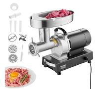 VEVOR Hachoir à Viande Électrique Capacité 6,35 kg/min, Hachoir Électrique Commercial de Comptoir, Poussoir à Saucisses en Acier Inoxydable, avec Lame et Plaque de Broyage, pour Cuisine et Restaurant
