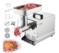 VEVOR Hachoir à Viande Électrique Commercial Capacité 2,3 kg/min, Hachoir Électrique de Comptoir, Poussoir à Saucisses avec Lame et Plaque de Broyage, en Acier Inoxydable, pour Cuisine et Restaurant