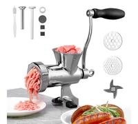 VEVOR Hachoir à Viande Manuel en Inox 304, Hachoir Manuel à Manivelle avec Serre-joint de Table, Poussoir à Saucisses avec 2 Plaques de Broyage et Tube à Saucisses, pour Bœuf Chili Porc, Boucherie