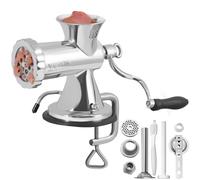 VEVOR Hachoir à Viande Manuel en Inox Alimentaire Hachoir Manuel à Manivelle 2 Plaques de Broyage 5/8 mm Poussoir à Saucisses 2 Façons de Fixation Serre-Joint Ventouse Broyage de la Viande Boucherie