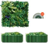 VEVOR Haie artificielle, pack de 12, 500x500x50 mm, combinaison 3D, décoration verte et habillage de clôture en lierre, protection de haie de jardin
