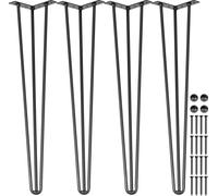 VEVOR Pieds de Table en épingle à Cheveux, 4 PCS Ensemble de Pieds de Table en épingle, 66 cm Pieds En épingle à Cheveux En Acier avec 3 Tiges Robustes, Noirs Pieds de Meubles pour Créer Table Basse