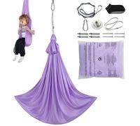 VEVOR Hamac de Yoga Aérien 2,8 x 1,6 m Kit Balançoire de Yoga Inversion Danse Aérienne en Nylon 100 g/m² Charge 250 kg Vol Anti-gravité d'Air pour Fitness Musculation Pilates Gym Maison Violet