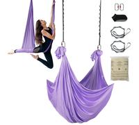 VEVOR Hamac de Yoga Aérien 4x2,8 m Kit Balançoire de Yoga Inversion Danse Violet