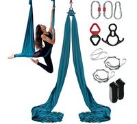 VEVOR Hamac de Yoga Aérien 8x2,8 m Kit Balançoire de Yoga Inversion Danse Aérienne en Nylon 100 g/m² Charge 1000 kg Vol Anti-gravité d'air pour Fitness Musculation Pilates Gym Maison Studio Vert