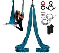 VEVOR Hamac de Yoga Aérien 8x2,8 m Kit Balançoire de Yoga Inversion Danse Aérienne en Nylon 100 g/m² Charge 1000 kg Vol Anti-gravité d'Air pour Fitness Musculation Pilates Gym Maison Studio Vert