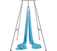 VEVOR Hamac de Yoga Aérien avec cadre de yoga 12 x 2,6 m, Bleu Yoga Swing Air Fly, Balançoire de Yoga Hammock Swing 250 kg Max. Capacité de charge, chaussettes de yoga & coussinets pour les pieds incl