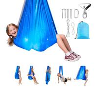 VEVOR Hamac de Yoga Aérien Sensoriel, Kit Balançoire de Yoga Inversion Danse Aérienne avec Capacité de Charge 136 kg, Hamac en Nylon Double Couche, Pivotant à 360°, pour Pilates Gym Maison, Bleu