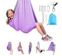 VEVOR Hamac de Yoga Aérien Sensoriel, Kit Balançoire de Yoga Inversion Danse Aérienne avec Capacité de Charge 136 kg, Hamac en Nylon Double Couche, Pivotant à 360°, pour Fitness Pilates Gym Maison