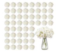 VEVOR Hortensia Artificielle Lot de 65 Fleurs Artificielles 250 mm Bouquets de Fausses Fleurs Aspect Réaliste avec Tête 152,4 mm, pour Décoration Intérieure, Fêtes, Mariages, Centres de Table, Blanc