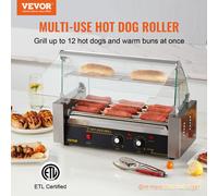VEVOR Hot Dog Maker Hot Dog Grill Hotdog Rouleaux Gril en acier inoxydable 5 rouleaux 1kW