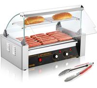 VEVOR Hot Dog Maker Hot Dog Grill Hotdog Rouleaux Gril en acier inoxydable 7 rouleaux 1,4kW