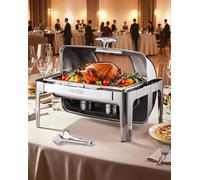 VEVOR Hot Pot Set, chauffe-plats en acier inoxydable avec 2 casseroles semi-grandes (3,9 L), support de casserole d'eau et étagère à combustible pour les fêtes, Argent