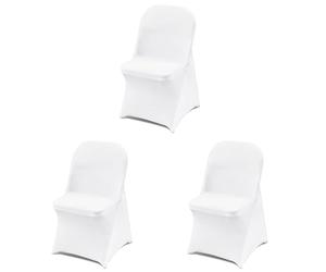 VEVOR Housse de Chaise 12PCS Housses de Chaise Spandex Extensible Universel Taille Compatible Max. 444x330x838 mm Housses de Chaises Pliantes Amovibles pour Déco Fête Mariage Cérémonie Banquet Blanc