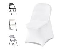 VEVOR Housse de Chaise Extensible Lot de 32 Pièces, Couverture de Chaise Pliante en Polyester et Élasthanne, pour Salle à Manger Mariage Fête Banquet Hôtel Décoration, Amovible et Lavable, Blanc