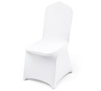 VEVOR Housse de Chaise Extensible Lot de 53 Pièces, Couverture de Chaise en Polyester et Élasthanne, pour Salle à Manger Mariage Fête Banquet Hôtel Décoration, Face Plate, Amovible et Lavable, Blanc