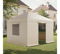 VEVOR Housse de Gazebo Hiver, 3,1x3,7 m, Couverture de Gazebo Toit Rigide Toutes Saisons, avec Parois Latérales, Fenêtres Maille, Matériau PE Haute Densité, Housse d'Abri de Soleil, Gazebos Non Inclus