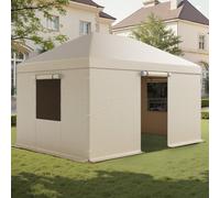 VEVOR Housse de Gazebo Hiver, 3,1x4,4 m, Couverture de Gazebo Toit Rigide Toutes Saisons, avec Parois Latérales, Fenêtres Maille, Matériau PE Haute Densité, Housse d'Abri de Soleil, Gazebos Non Inclus