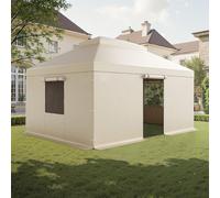 VEVOR Housse de Gazebo Hiver, 3,66 x 4,9 m, Couverture de Gazebo à Toit Rigide Double, avec Parois Latérales, Fenêtres Maille, Matériau PE Haute Densité, Housse d'Abri de Soleil, Gazebos Non Inclus