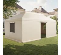 VEVOR Housse de Gazebo Hiver, 3,66 x 6,1 m, Couverture de Gazebo à Toit Rigide Double, avec Parois Latérales, Fenêtres Maille, Matériau PE Haute Densité, Housse d'Abri de Soleil, Gazebos Non Inclus