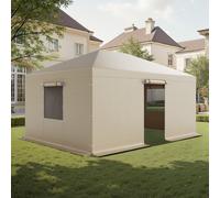 VEVOR Housse de Gazebo Hiver, 3,7x4,9 m, Couverture de Gazebo Toit Rigide Toutes Saisons, avec Parois Latérales, Fenêtres Maille, Matériau PE Haute Densité, Housse d'Abri de Soleil, Gazebos Non Inclus