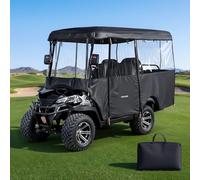 VEVOR Housse pour Golfette, Housse de Voiturette de Golf de 2+2/4 Places, Couverture Intégrale avec Tissu Oxford 600D Imperméable et Fenêtres de Visibilité en PVC Transparentes, Protection Extérieure