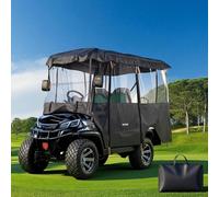 VEVOR Housse pour Golfette, Housse de Voiturette de Golf de 4 Places, Couverture Intégrale avec Tissu Oxford 420D Imperméable et Fenêtres PVC Transparentes, Protection Extérieure de Soleil Poussière