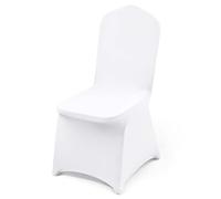 VEVOR Housses de Chaise Extensible 50 Pièces Couverture de Chaise Blanche pour Chaises sans Bras en Polyester et Élasthanne Élastique Décoration pour Salle à Manger Banquet Mariage Fête Célébration