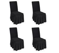 VEVOR Housses de Chaise Pliantes en élasthanne Extensible, 4 pcs, Housses de Protection universelles avec Jupe, Amovibles et lavables, pour Mariage, Vacances, fête, célébration, Salle à Manger, Noir