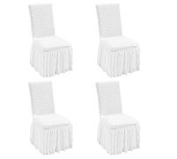 VEVOR Housses de Chaise Pliantes en élasthanne Extensible, 4 pcs, Housses de Protection universelles avec Jupe, Amovibles et lavables, pour Mariage, Vacances, fête, célébration, Salle à Manger, Blanc
