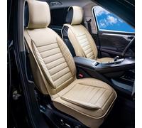 VEVOR Housses de siège de voiture universelles pour sièges avant, 2 pcs, housse de siège en simili-cuir, conception entièrement fermée, appuie-tête détachable, airbag, pour voitures SUV camions, beige