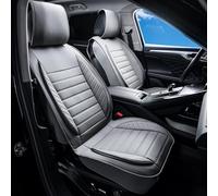 VEVOR Housses de siège de Voiture universelles pour sièges Avant, 2 pcs, Housse de siège en Simili-Cuir, Conception entièrement fermée, appuie-tête détachable, airbag, pour Voitures SUV camions, Gris