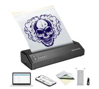 VEVOR Imprimante de pochoirs de transfert de tatouage, Imprimante de pochoirs de tatouage sans fil Bluetooth avec 10 pièces de papier de transfert et sac en tissu, Imprimante de tatouage portable pour