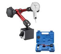 VEVOR Indicateur de test à cadran avec base magnétique universelle et étui de rangement, comparateur à cadran, précision 0,01 mm, plage de 0 à 0,76 mm, poignée à microbilles, pour usinage industriel