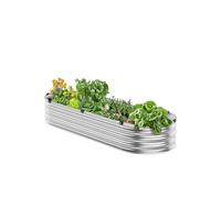 VEVOR Jardinière 1195x585x270 mm Lit de Jardin Surélevé Métal Galvanisé Bac de Plantation Ovale Fond Ouvert pour Cultiver Fleurs Herbes Plantes Succulentes dans Jardin Terrasse Patio Balcon, Argent