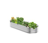 VEVOR Jardinière 1195x585x270 mm Lit de Jardin Surélevé Métal Galvanisé Bac de Plantation Ovale Fond Ouvert pour Cultiver Fleurs Herbes Plantes Succulentes dans Jardin Terrasse Patio Balcon, Argent