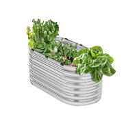 VEVOR Jardinière 1200x575x560 mm Lit de Jardin Surélevé Métal Galvanisé Bac de Plantation Ovale Fond Ouvert pour Cultiver Fleur Herbes Plantes Succulentes dans Jardin Terrasse Patio Balcon, Argent