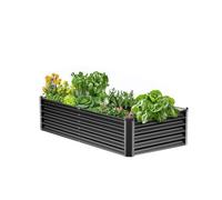 VEVOR Jardinière Lit de Jardin Surélevé Potager Métal Galvanisé 1800x900x600 mm Gris foncé