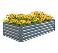 VEVOR Jardinière 203x102x48 cm Lit de Jardin Surélevé Métal Galvanisé Extérieur Rectangulaire, pour Cultiver des Fleurs, Herbes, Légumes, Plantes Succulentes dans Jardin, Terrasse, Patio, Balcon, Gris