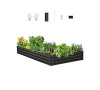 Bac à plantes surélevé en métal VEVOR, 2395x1200x280 mm, bac à plantes galvanisé, bac à plantes à fond ouvert, bac à légumes pour la culture de légumes, fleurs, herbes aromatiques & succulentes, gris
