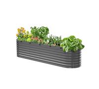VEVOR Jardinière 2400x600x560 mm Lit de Jardin Surélevé Métal Galvanisé Bac de Plantation Ovale Fond Ouvert pour Cultiver Fleur Herbes Plantes Succulentes dans Jardin Terrasse Patio Balcon, Gris Foncé