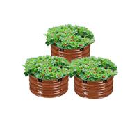 VEVOR Jardinière 590x265 mm Lit de Jardin Surélevé Métal Galvanisé Bac de Plantation Rond Fond Ouvert pour Cultiver Fleurs Herbes Plantes Succulentes dans Jardin Terrasse Patio Balcon, Grain de Bois
