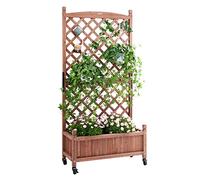 VEVOR Jardinière avec Treillis, 75x33x156 cm Lit de Jardin Surélevée en Bois Autoportant Bac à Fleur d'Extérieur avec Trous de Drainage pour Plantes Grimpantes, Fleurs, dans Jardin, Terrasse, Balcon