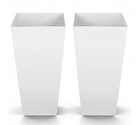VEVOR Jardinière Haute Lot de 2 Pot de Fleur Haut 66,5 cm pour Plantes Intérieur Extérieur Entrée Terrasse Jardin, avec Trous Drainage, Roulettes, Style Moderne Plastique, Forme Carrée Conique, Blanc