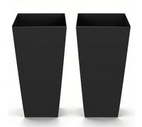 VEVOR Jardinière Haute Lot de 2 Pot de Fleur Haut 66,5 cm pour Plantes Intérieur Extérieur Entrée Terrasse Jardin, avec Trous Drainage, Roulettes, Style Moderne Plastique, Forme Carrée Conique, Noir