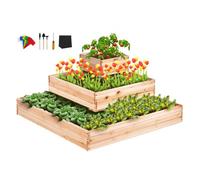 VEVOR Jardinière, Lit de Jardin Surélevé en Bois de Sapin 113x113x51 cm Bac de Plantation pour Cultiver des Fleurs, Végétaux, Herbes, Plantes Grasses dans Jardin, Terrasse, Patio, Balcon, Couleur Bois