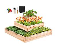 VEVOR Jardinière, Lit de Jardin Surélevé en Bois de Sapin 113x113x51 cm Bac de Plantation pour Cultiver des Fleurs, Végétaux, Herbes, Plantes Grasses dans Jardin, Terrasse, Patio, Balcon, Couleur Bois