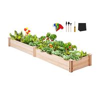 VEVOR Jardinière, Lit de Jardin Surélevé en Bois de Sapin 240x60x25 cm Bac de Plantation pour Cultiver des Fleurs, Végétaux, Herbes, Plantes Grasses dans Jardin, Terrasse, Patio, Balcon, Couleur Bois