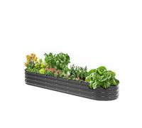 VEVOR Jardinière 2390x600x270 mm Lit de Jardin Surélevé Métal Galvanisé Bac de Plantation Ovale Fond Ouvert pour Cultiver Fleur Herbes Plantes Succulentes dans Jardin Terrasse Patio Balcon, Gris Foncé