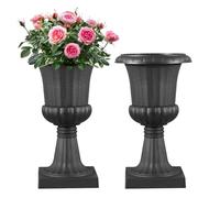 VEVOR Jardinière Urne Plastique, 25 x 42 cm, Pot de Fleurs Classique, Lot de 2, pour Intérieur, Extérieur, Mariage, Fêtes, Événements, Scène, Entrées, Couloirs, Jardin, Balcon, Terrasse, Porche, Noir